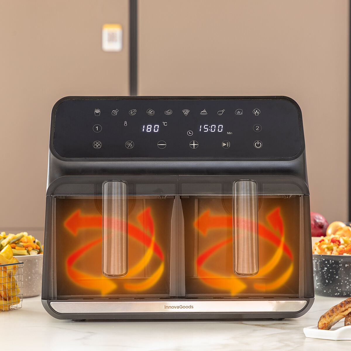 InnovaGoods Fryinn Double Airfryer 8L Musta