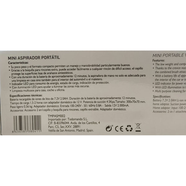 TM Electron käsipölynimuri valkoinen