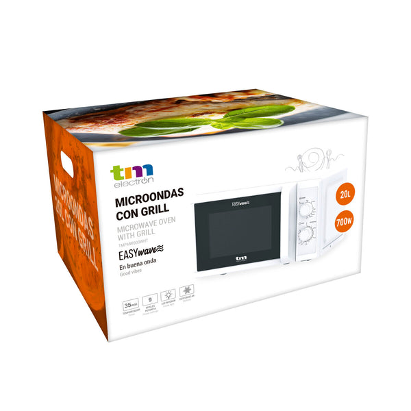 TM Electron Valkoinen Mikroaaltouuni Grillillä 700W 20L - Vuodevaatteet.fi