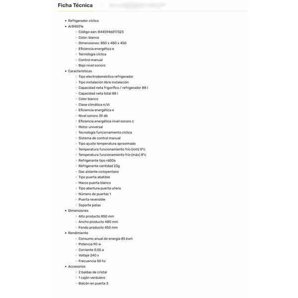 Aspes jääkaappipakastin energialuokalla E