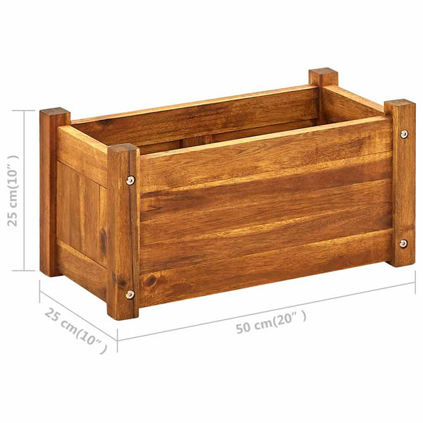 Puutarhan korotettu kukkalaatikko akaasiapuu Cadita 50x25x25cm