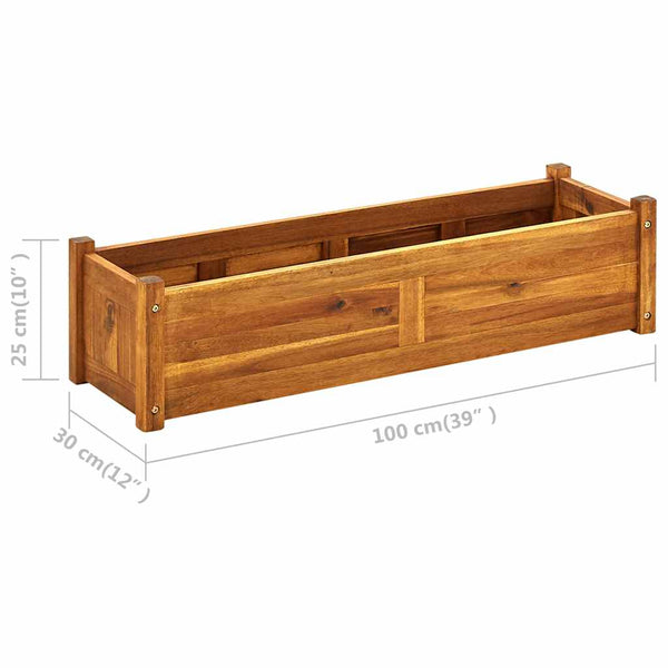 Puutarhan korotettu kukkalaatikko akaasiapuu Cadita 100x30x25cm