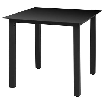 Puutarhapöytä musta 80x80x74 cm alumiini ja lasi