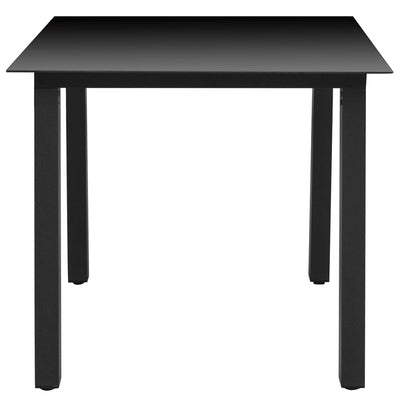 Puutarhapöytä musta 80x80x74 cm alumiini ja lasi