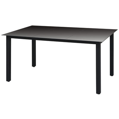 Puutarhapöytä musta 150x90x74 cm alumiini ja lasi