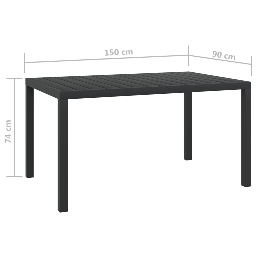 Musta puutarhapöytä Memery 150x90x74cm (alumiini ja wpc)