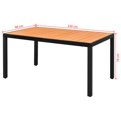 Puutarhapöytä ruskea 150x90x74 cm alumiini ja WPC