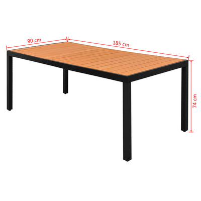 Puutarhapöytä ruskea 185x90x74 cm alumiini ja WPC