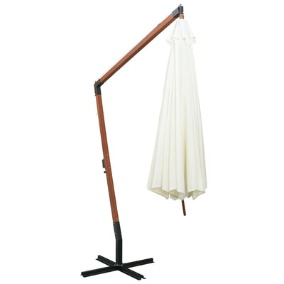 Riippuva päivänvarjo 350 cm Puutanko valkoinen