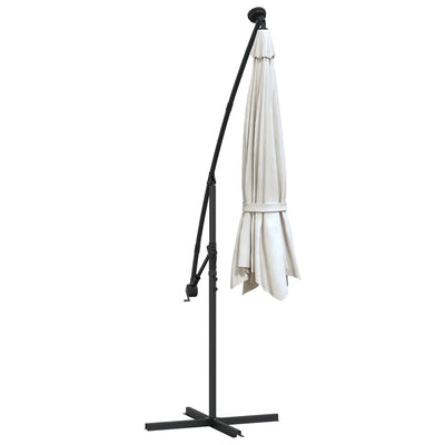 Roikkuva Päivänvarjo LED-valoilla 300cm Metallitanko hiekka