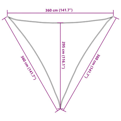 Aurinkopurje HDPE kolmikulmainen 3,6x3,6x3,6 m valkoinen