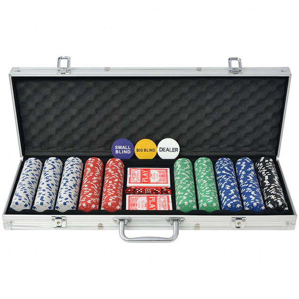 Pokerisarja, jossa 500 Pelimerkkiä Alumiini