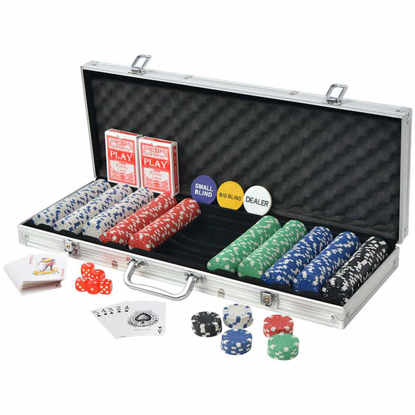 Pokerisarja, jossa 500 Pelimerkkiä Alumiini