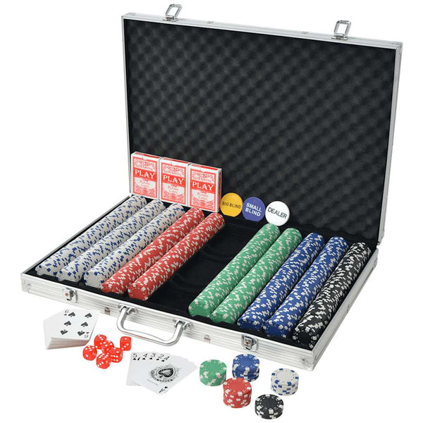 Pokerisarja, jossa 1000 Pelimerkkiä Alumiini