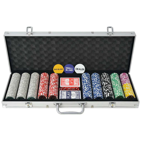 Pokerisetti 500 pelimerkillä Alumiini