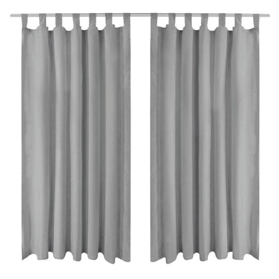 Mikro-satiiniverhot silmukoilla 2 kpl 140x225 cm Harmaa