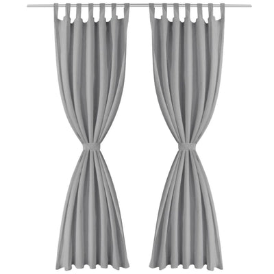 Mikro-satiiniverhot silmukoilla 2 kpl 140x225 cm Harmaa