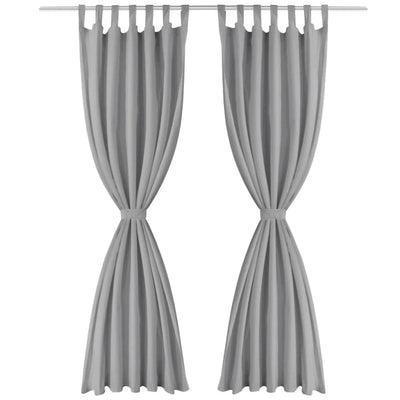 Mikro-satiiniverhot silmukoilla 2 kpl 140x245 cm Harmaa