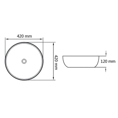 Pyöreä keraaminen pesuallas 42x12 cm Valkoinen
