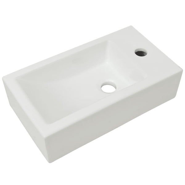 Valkoinen suorakulmainen pesuallas hanareiällä Schuller 46x25,5x12cm
