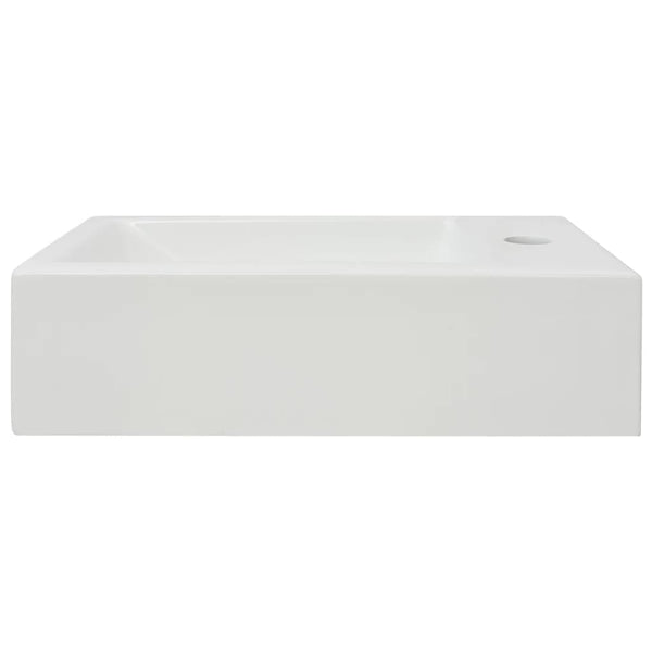 Valkoinen suorakulmainen pesuallas hanareiällä Schuller 46x25,5x12cm