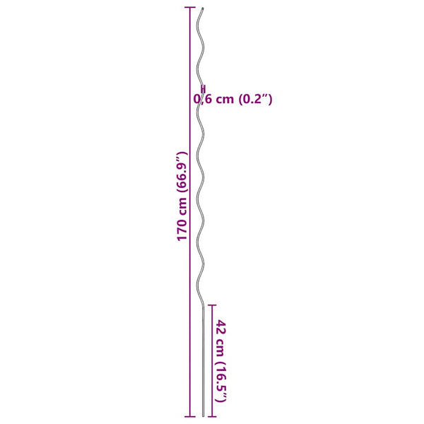 Galvanoitu kasvituet Kovacs 170cm (20 kpl spiraali teräs)