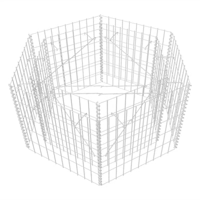 Korotettu kuusikulmainen gabion-/kivikorikehys 100x90x50 cm