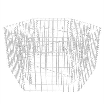 Korotettu kuusikulmainen gabion-/kivikorikehys 100x90x50 cm