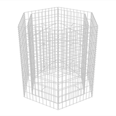 Korotettu kuusikulmainen gabion-/kivikorikehys 100x90x100 cm