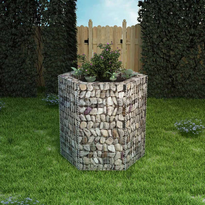 Korotettu kuusikulmainen gabion-/kivikorikehys 100x90x100 cm