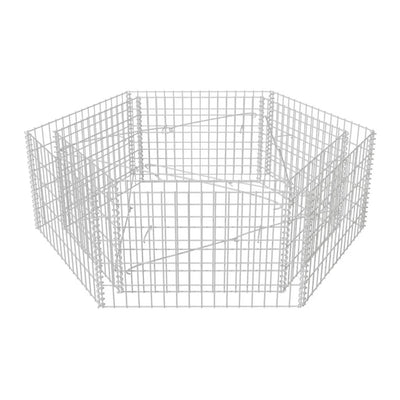 Korotettu kuusikulmainen gabion-/kivikorikehys 160x140x50 cm