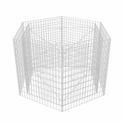 Korotettu kuusikulmainen gabion-/kivikorikehys 160x140x100 cm