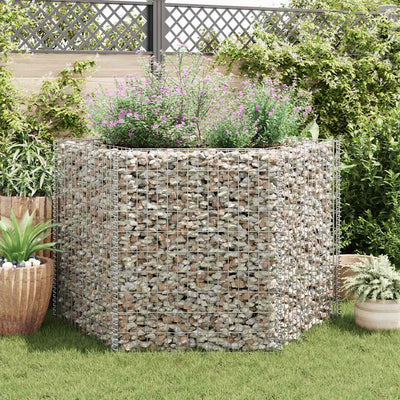 Korotettu kuusikulmainen gabion-/kivikorikehys 160x140x100 cm