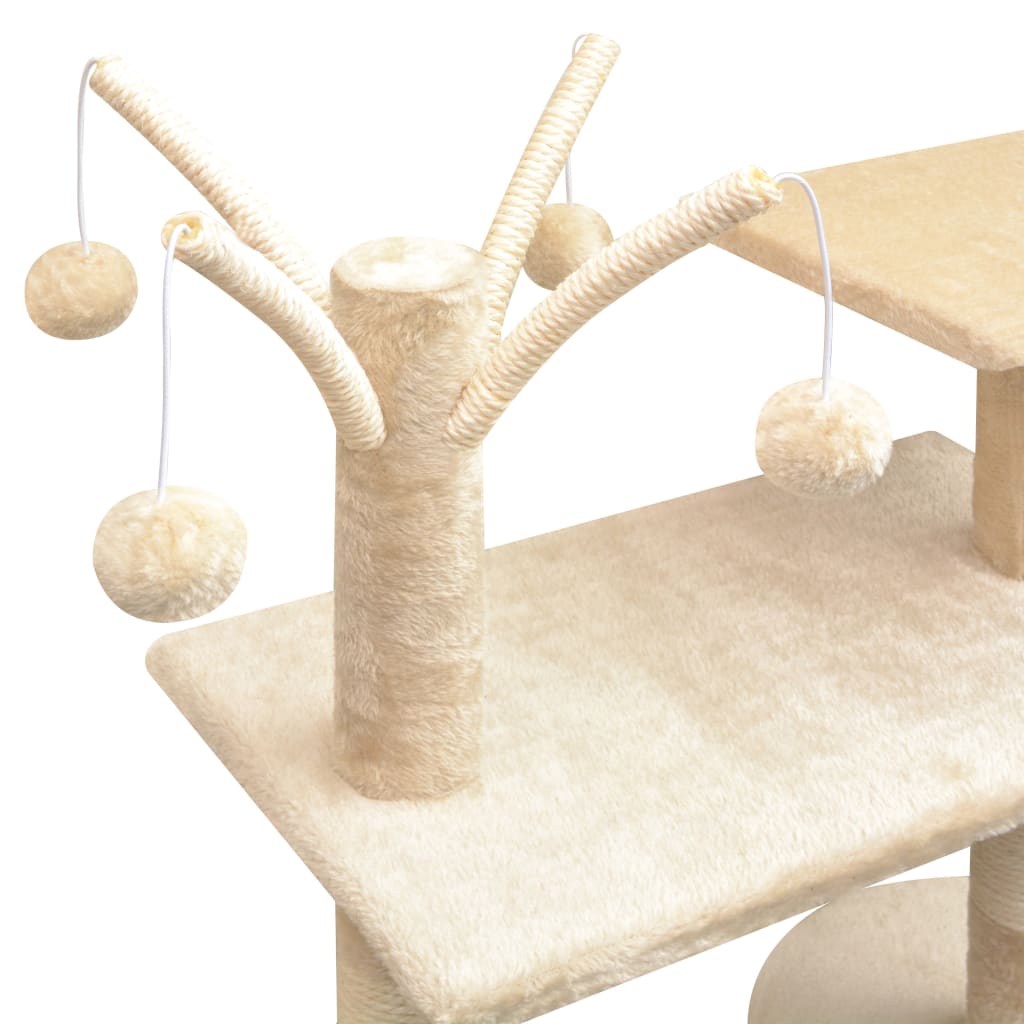 Beige kissan raapimispuu sisal-pylväillä Mamie 125cm