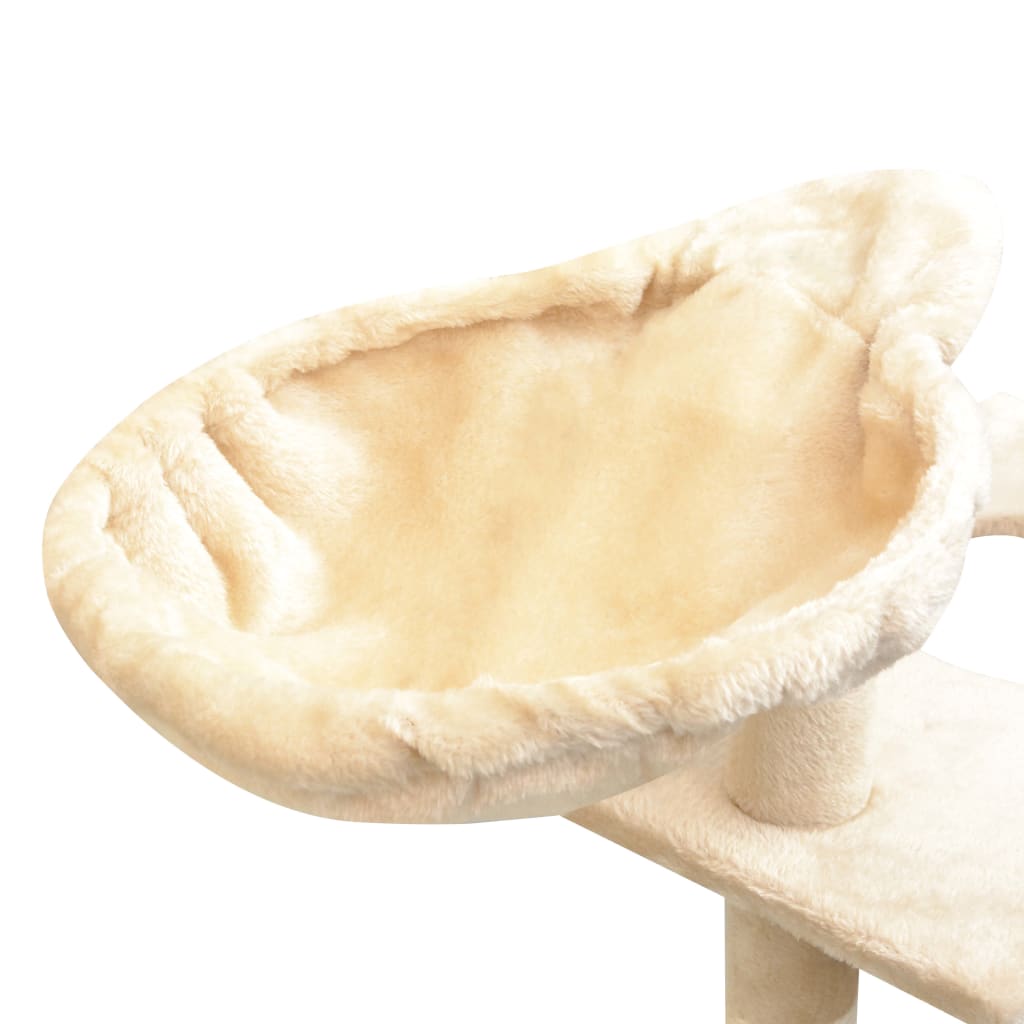 Beige kissan raapimispuu sisal-pylväillä Mamie 150cm