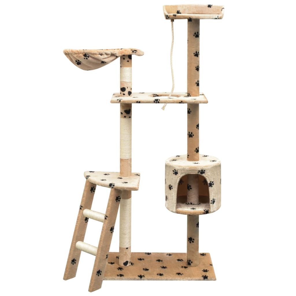 Beige kissan raapimispuu sisal-pylväillä Mamie 150cm (tassunjäljet)