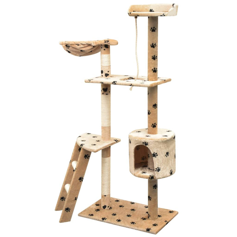 Beige kissan raapimispuu sisal-pylväillä Mamie 150cm (tassunjäljet)