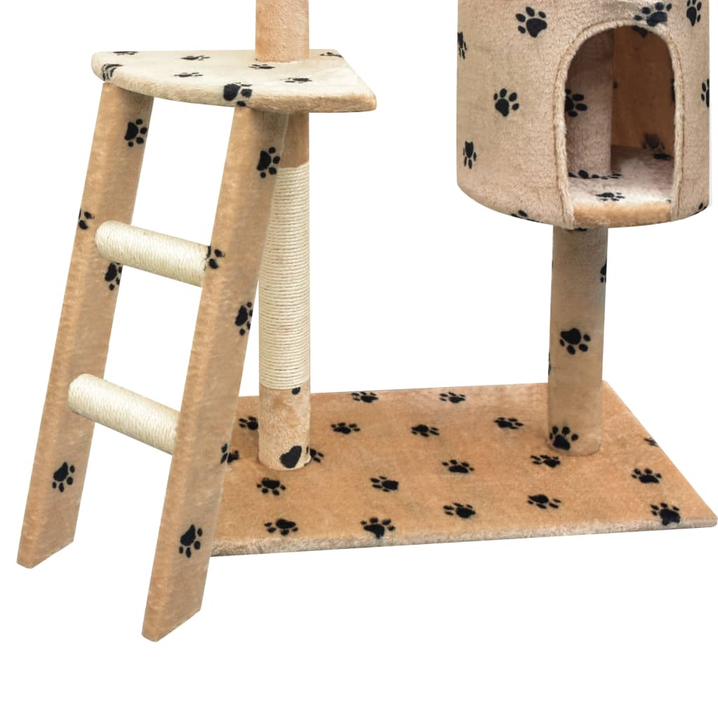 Beige kissan raapimispuu sisal-pylväillä Mamie 150cm (tassunjäljet)