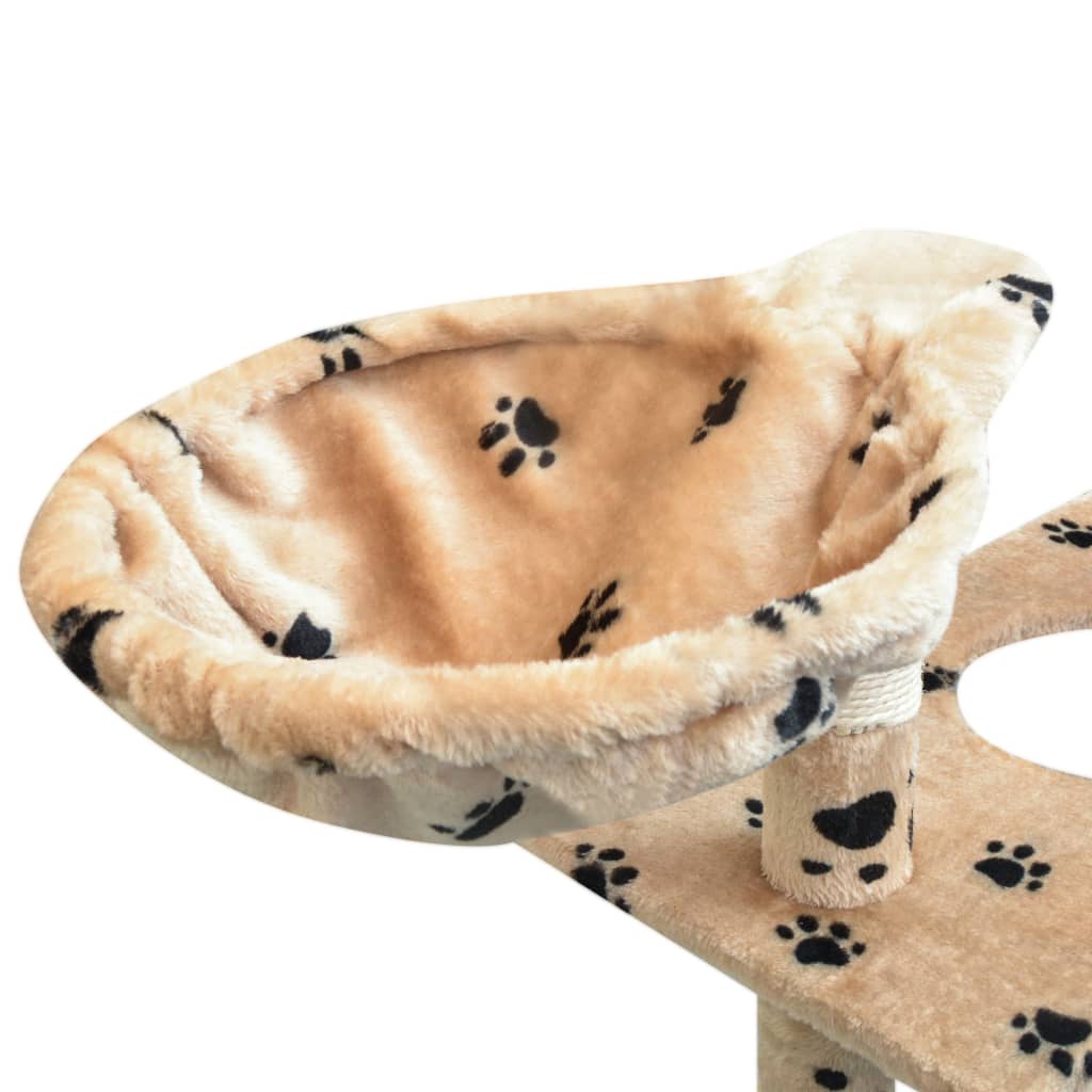 Beige kissan raapimispuu sisal-pylväillä Mamie 150cm (tassunjäljet)