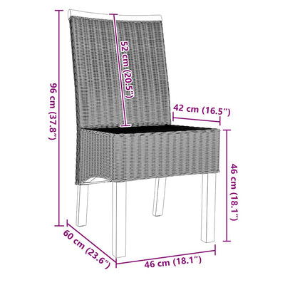 Ruskea luonnollinen ruokapöydän tuolit Condrate 2 kpl (rottinki)