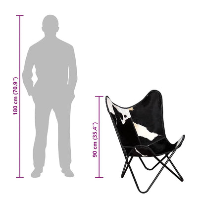 Mustavalkoinen perhostuoli Echo (aito lehmännahka)