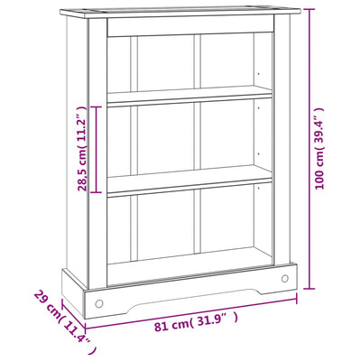 Kirjahylly 3-tasoa Meksikon mänty Corona Range 81x29x100 cm