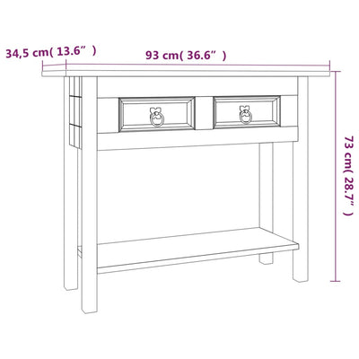 Sivupöytä Meksikon mänty Corona Range 93x34,5x73 cm