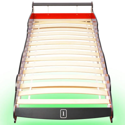 Lastensänky LED-valolla kilpa-auto 90x200 cm Punainen