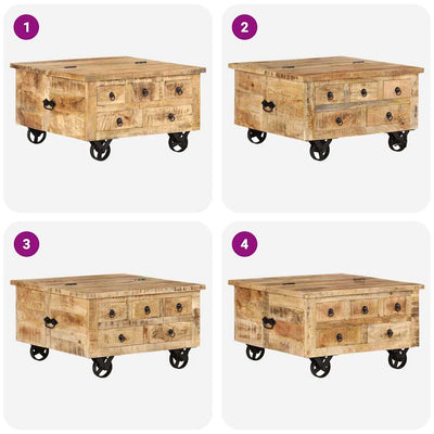 Sohvapöytä Leora 70x70x40cm (karkea mangopuu)