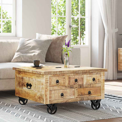 Sohvapöytä Leora 70x70x40cm (karkea mangopuu)