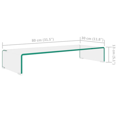 TV-taso/Näyttöteline Kirkas lasi 80x30x13 cm