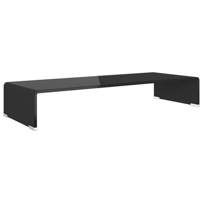 TV-taso/Näyttöteline Musta lasi 80x30x13 cm