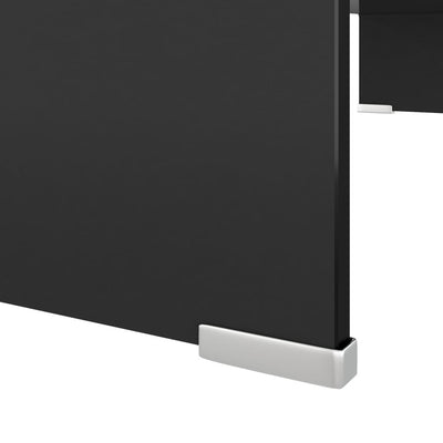 TV-taso/Näyttöteline Musta lasi 80x30x13 cm