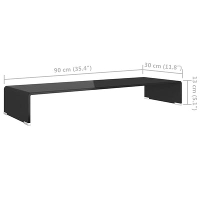 TV-taso/Näyttöteline Musta lasi 90x30x13 cm